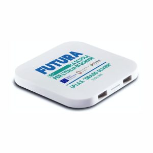 Caricatore wireless in plastica personalizzato PNRR - stampa 4 colori - 9x9x0,9 cm