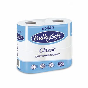 Carta igienica Bulkysoft Classic Compact - Pura cellulosa - 2 veli - 500 strappi - Conf. 4 rotoli