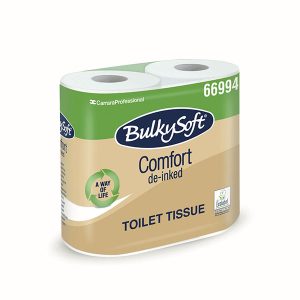 Carta igienica Bulkysoft Comfort Compact - riciclata de-inked - 2 veli - 500 strappi - Conf. 4 rotoli