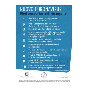 Cartello segnaletico in forex 3 mm - plastificato - 50x70 cm - Nuovo Coronavirus comportamenti