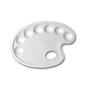 Tavolozza in plastica per pittura CWR - ovale - 7 scomparti - 17x24 cm