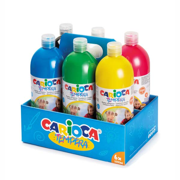 Tempera pronta Carioca - 1000 ml - assortiti - Conf. 6 pz.