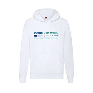 Felpa in cotone e poliestere con cappuccio personalizzata PNRR - stampa 4 colori - 280 gr. - bianco