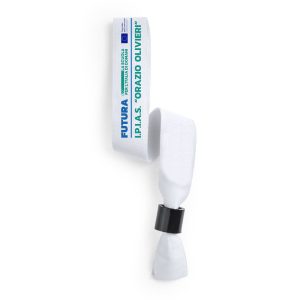 Braccialetto in poliestere con chiusura di sicurezza personalizzato PNRR - stampa 4 colori - 35x1,5 cm - bianco
