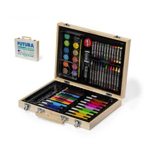 Valigetta in legno personalizzata PNRR - stampa 4 colori - set colori 66 pezzi - 28x4,2x21 cm
